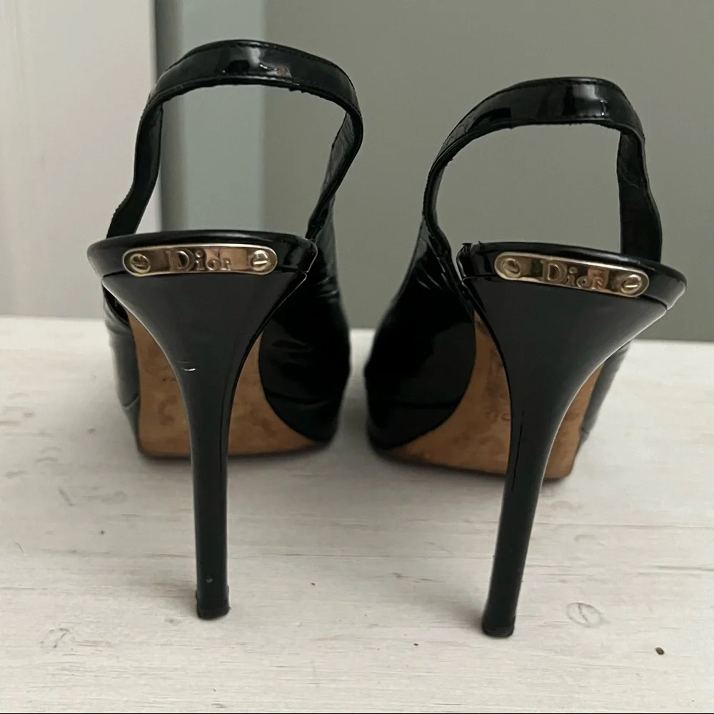 Christian Dior Patent Leather Slingback Pumps SIze 36.5/6.5 - Picture 7 of 16
